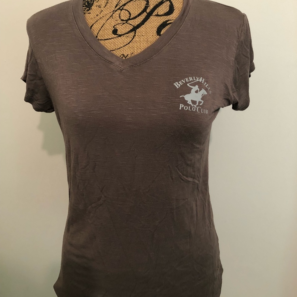 Beverly Hills  brown polo club tee shirt.
